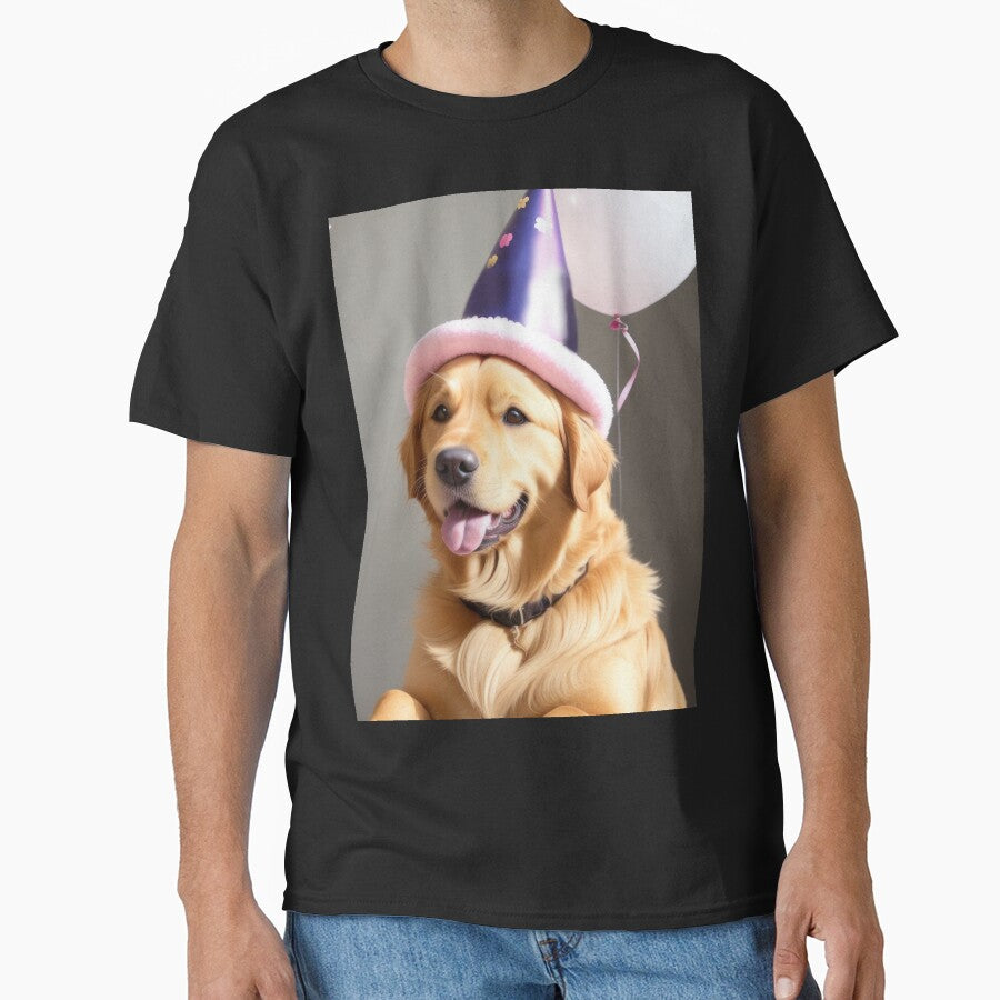 Funny cute Golden Retriever wearing party hat by Tio-Tecun T-Shirts, Hoodie, Sweatshirt | BlankRebels.com (Image 1)