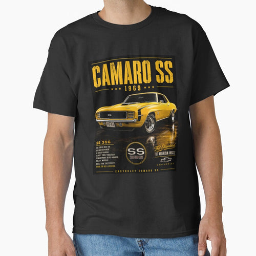 1969 Camaro SS Daytona Yellow Classic Muscle Car Art by TheArtOfCar