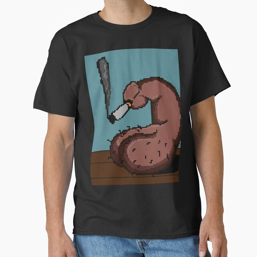 "Cigarette Break Pixel in Brown" by KatBlouchArt T-Shirts, Hoodie, Sweatshirt | BlankRebels.com (Image 1)