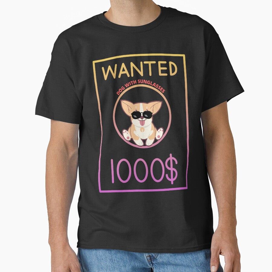 Dog with sunglasses wanted by Tw1nsAIArt T-Shirts, Hoodie, Sweatshirt | BlankRebels.com (Image 1)