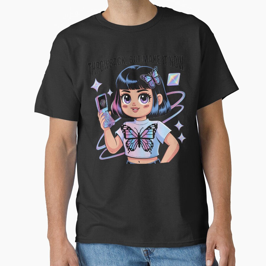 Throwback But Make It Now - Y2K Aesthetic Flip Phone Butterfly Girl Art by AnnDesignStudio T-Shirts, Hoodie,... (Image 1)