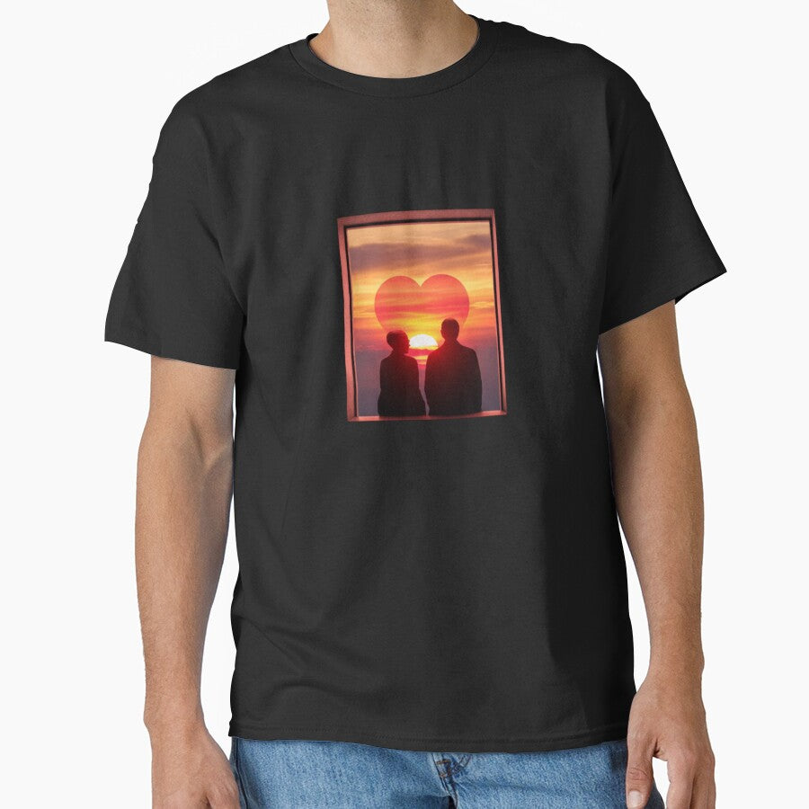 Romantic Sunset Heart Silhouette Couple by PixelQ T-Shirts, Hoodie, Sweatshirt | BlankRebels.com (Image 1)