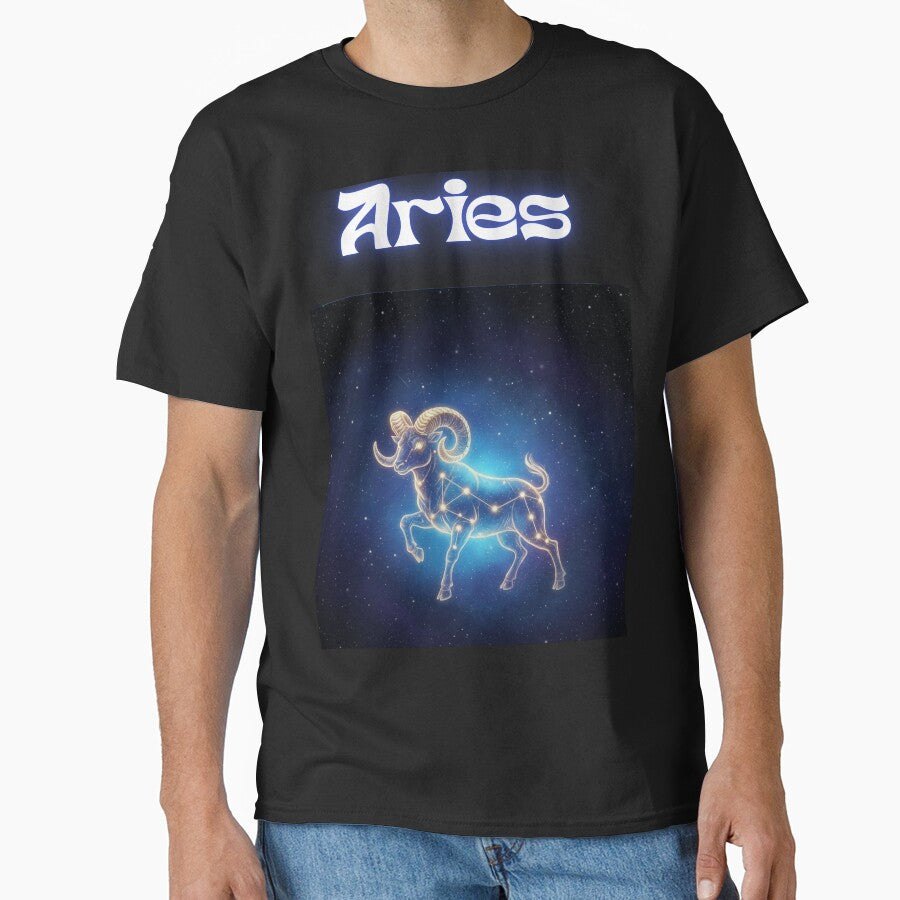 Aries Zodiac – Neon Cosmic Ram (AR Enhanced) by ThranDesigns T-Shirts, Hoodie, Sweatshirt | BlankRebels.com (Image 1)