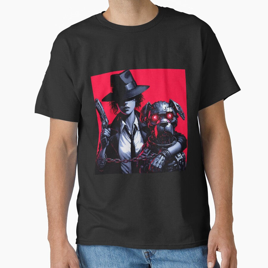 Cyberpunk mafia girl with dog by RESToRAPTOR T-Shirts, Hoodie, Sweatshirt | BlankRebels.com (Image 1)