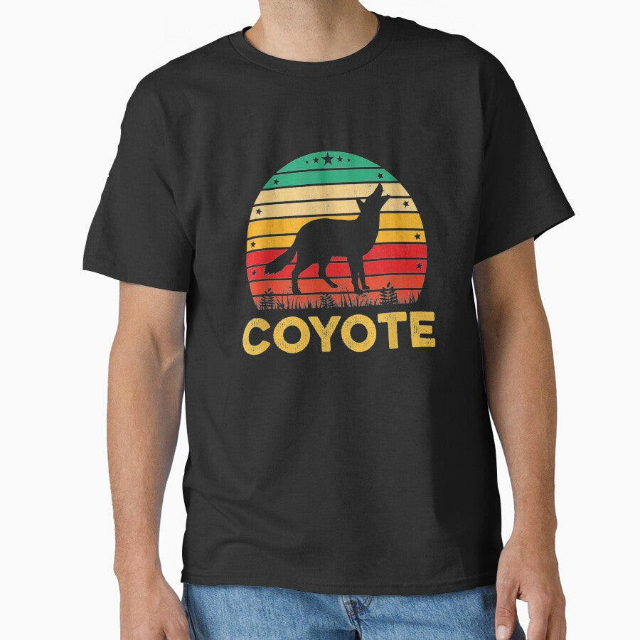 Funny Coyote Sunset Retro Vintage Animal Nature Lover by ChristianLucas T-Shirts, Hoodie, Sweatshirt (Image 1)