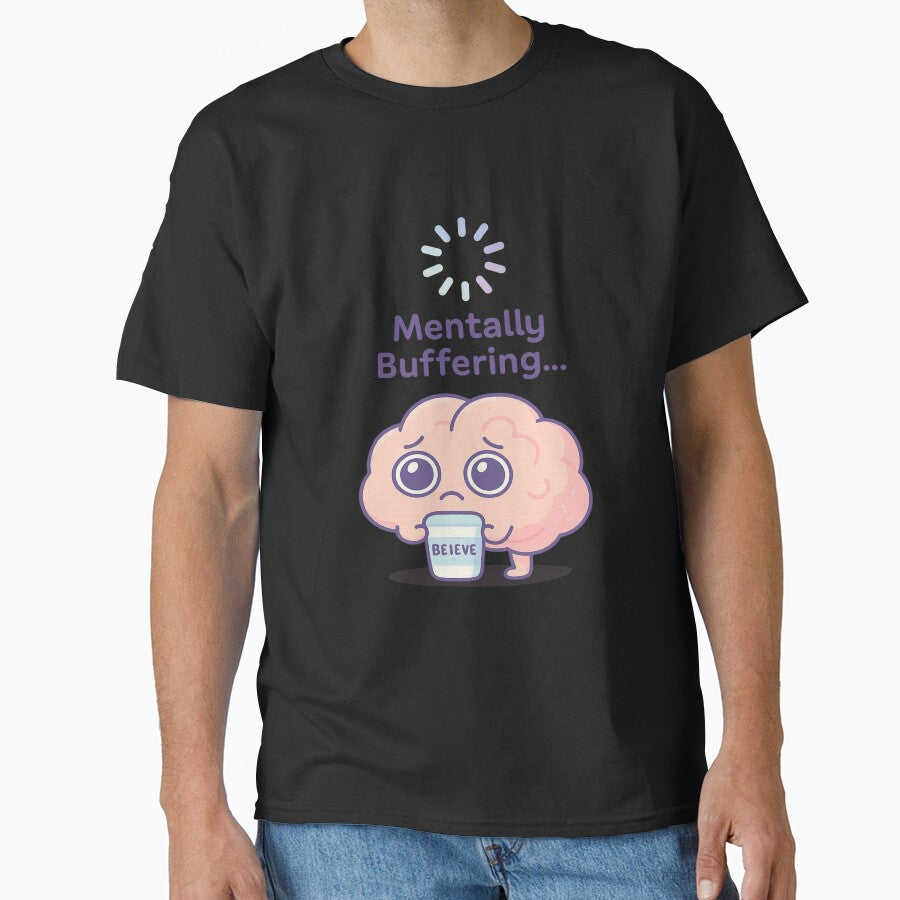Mentally Buffering – Cute Overthinking Brain Design by Art-Tacos T-Shirts, Hoodie, Sweatshirt | BlankRebels.com (Image 1)