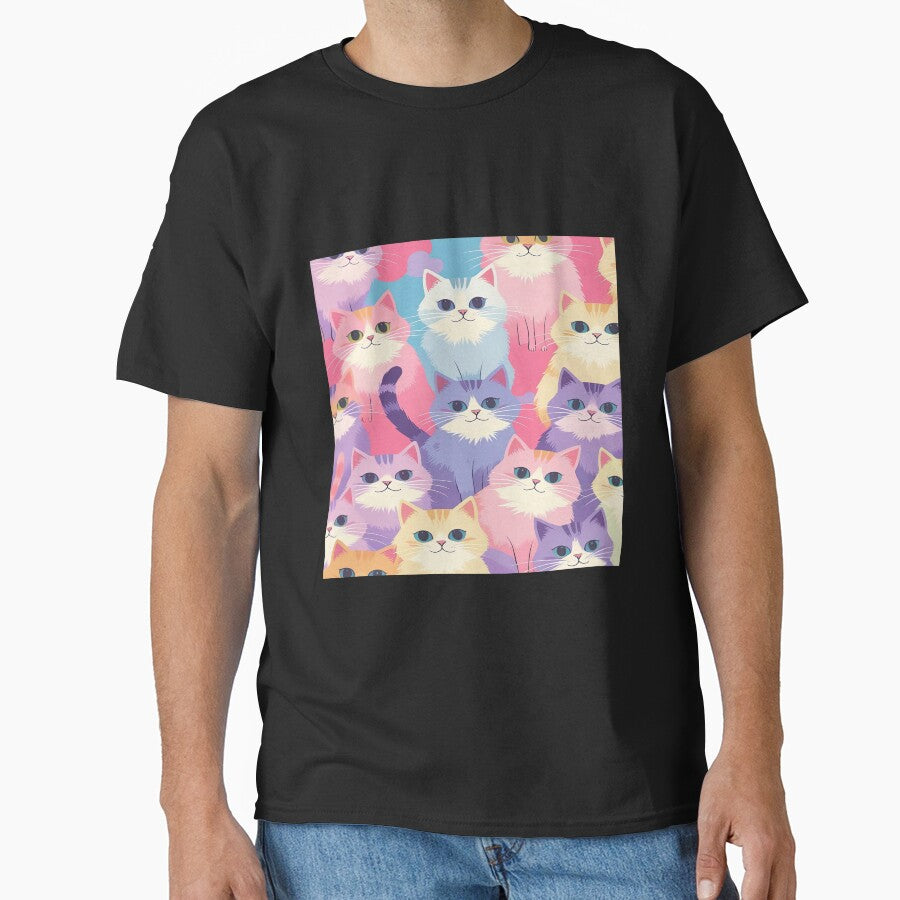 Cute Funny Cat Pattern Colorful Sweet Pattern Fluffy Kittens Cat Art Funny Cat Cat Lover Cute Cat Cat Pattern T-Shirts, Hoodie, Sweatshirt