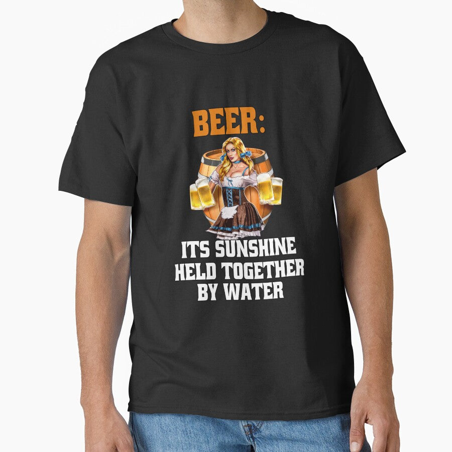 Funny Sarcastic Beer Drinkers Beer: Its Sunshine Held Together By Water by fantasticdesign T-Shirts, Hoodie,... (Image 1)