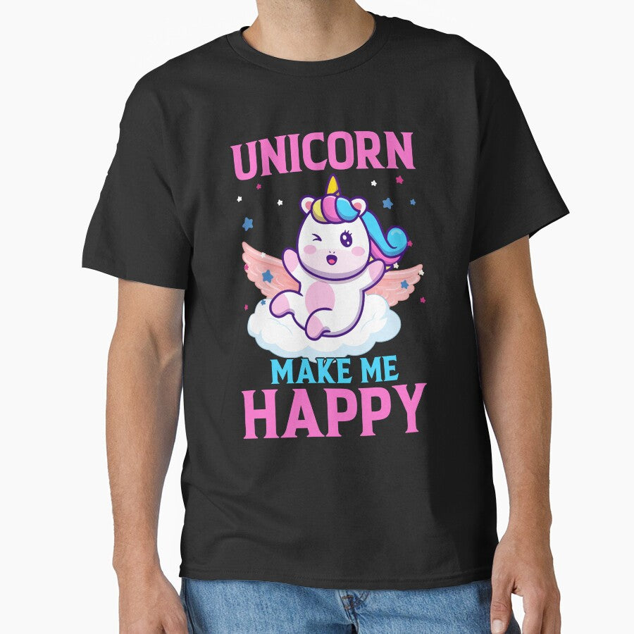 Unicorn Make Me Happy Funny by jasperjuan77 T-Shirts, Hoodie, Sweatshirt | BlankRebels.com (Image 1)