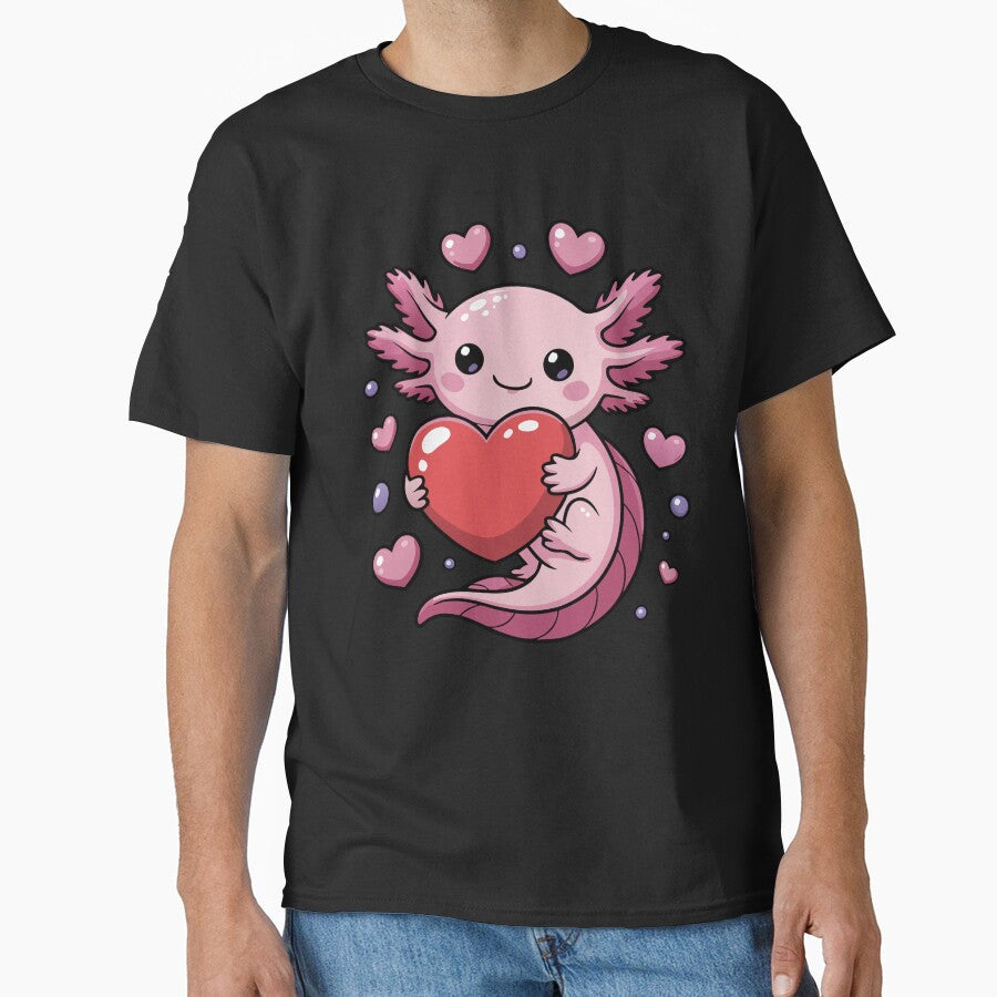 Happy Tiny Axolotl with Heart by VividOrganica T-Shirts, Hoodie, Sweatshirt | BlankRebels.com (Image 1)