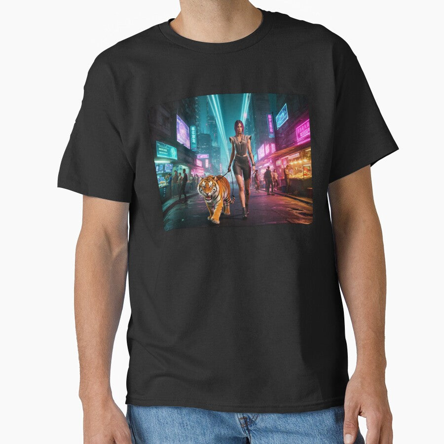 Cyberpunk Songbird late night walk with Tiger by aykiradesigns T-Shirts, Hoodie, Sweatshirt | BlankRebels.com (Image 1)
