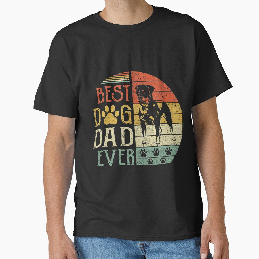 Rottweiler Best Dog Dad Ever Vintage Father'S Day Retro by yuxdnfet82 T-Shirts, Hoodie, Sweatshirt (Image 1)