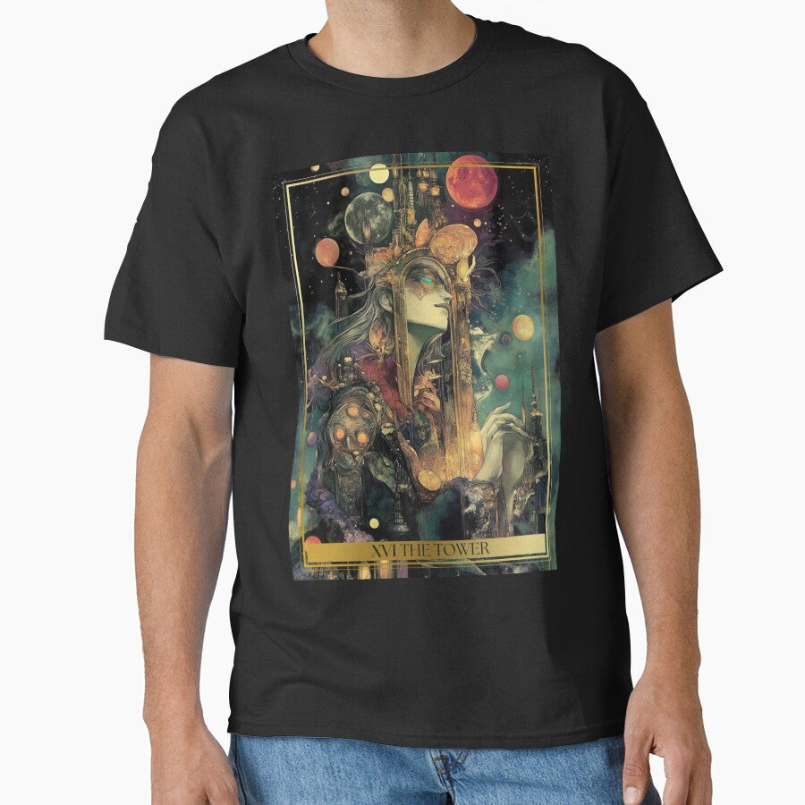 XVI The Tower Tarot Card Illustration by Thunderg1rl T-Shirts, Hoodie, Sweatshirt | BlankRebels.com (Image 1)