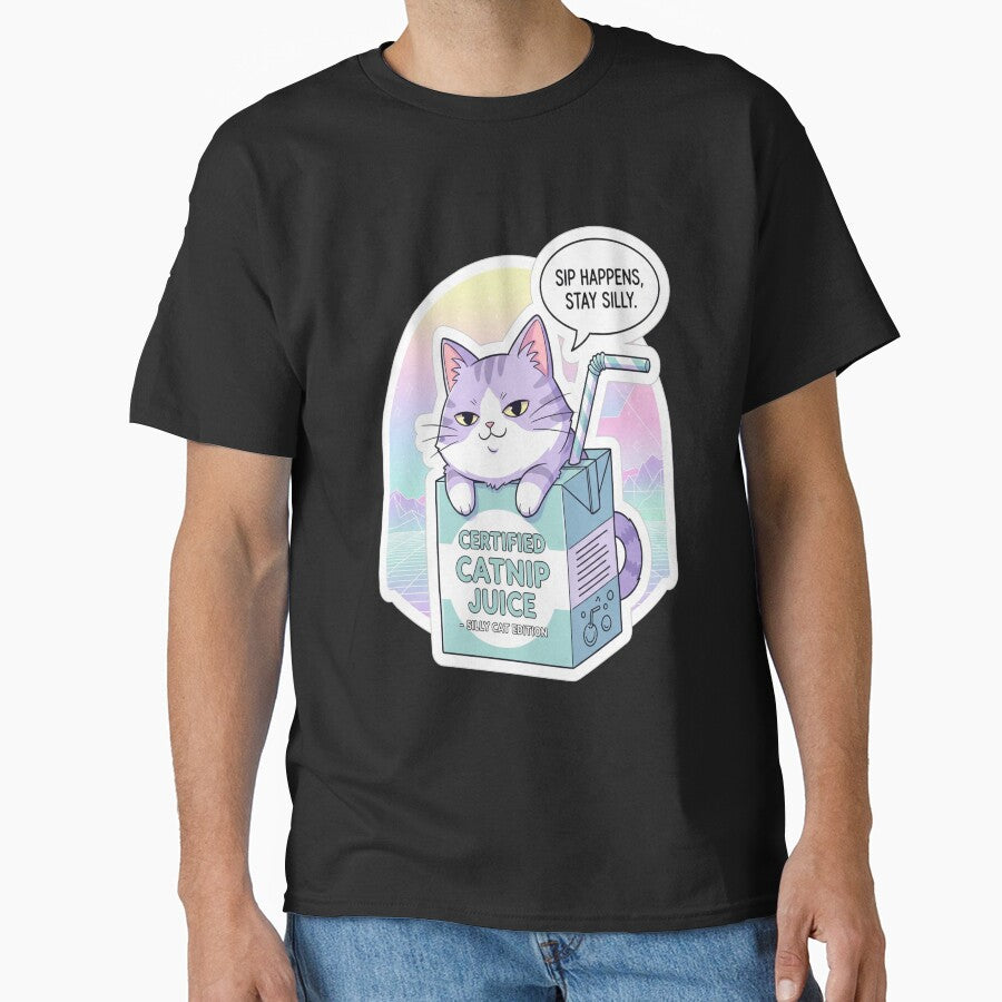 Kawaii Cat Juice Box – “Sip Happens” Funny Chubby Anime Cat T-Shirt & Stickers by Neko-Doodle-co Hoodie, Sweatshirt (Image 1)
