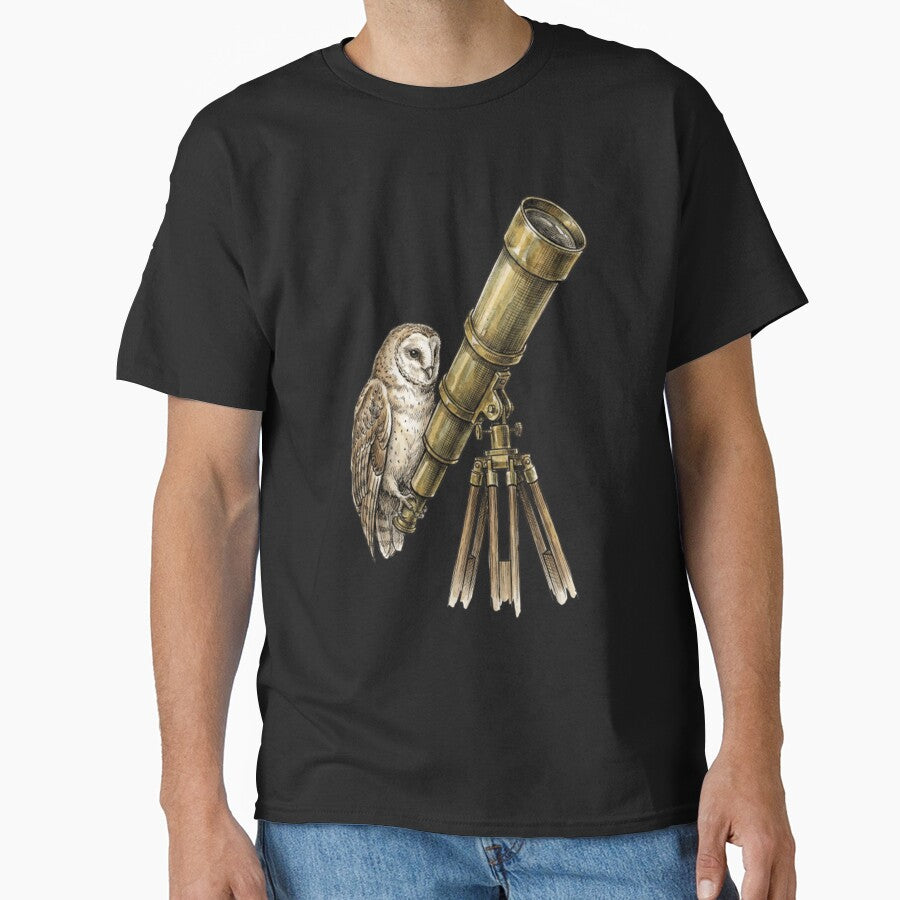 Celestial Barn Owl Astronomer Vintage Illustration by ForestLibrary T-Shirts, Hoodie, Sweatshirt | BlankRebels.com (Image 1)