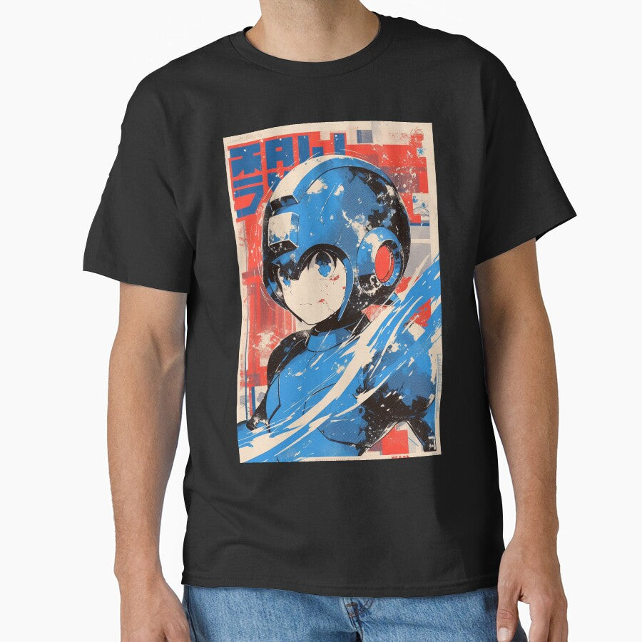 Mega Man Vintage Japanese Manga Cover by AnimeArsenalPrints T-Shirts, Hoodie, Sweatshirt | BlankRebels.com (Image 1)