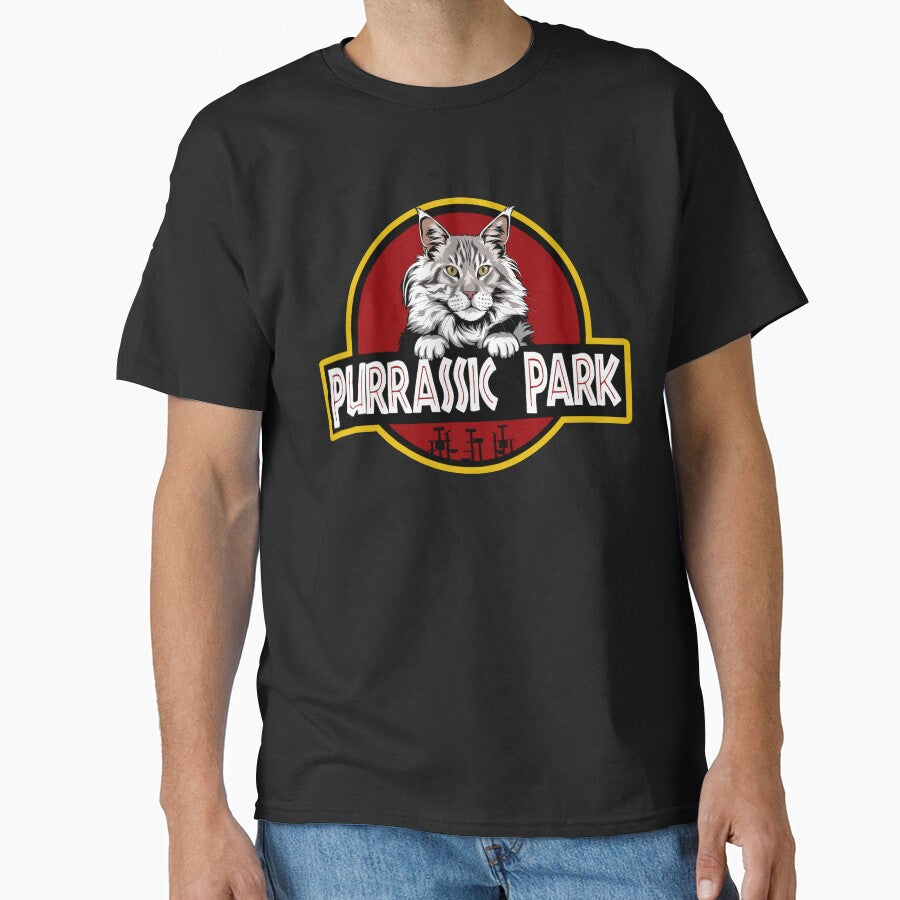 Funny Maine Coon Cat Purrassic Park by Funny Shirts Matter Hoodie, Sweatshirt | BlankRebels.com (Image 1)