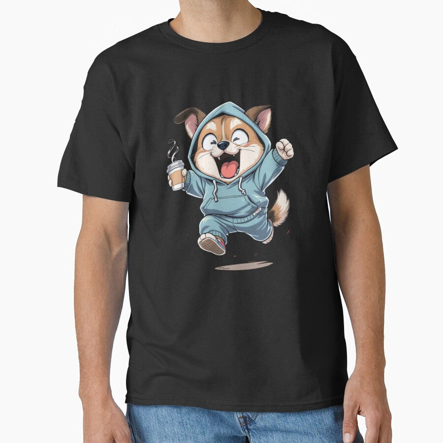 Crazy Energetic Kawaii Dog with Coffee | Funny Chibi Dog Cartoon by ColorSplash123 T-Shirts, Hoodie, Sweatshirt (Image 1)
