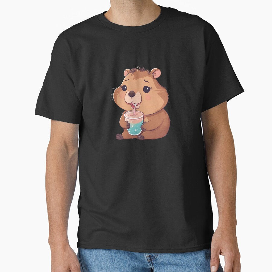 Cute bubble Tea Lover capybara by Artistusha T-Shirts, Hoodie, Sweatshirt | BlankRebels.com (Image 1)