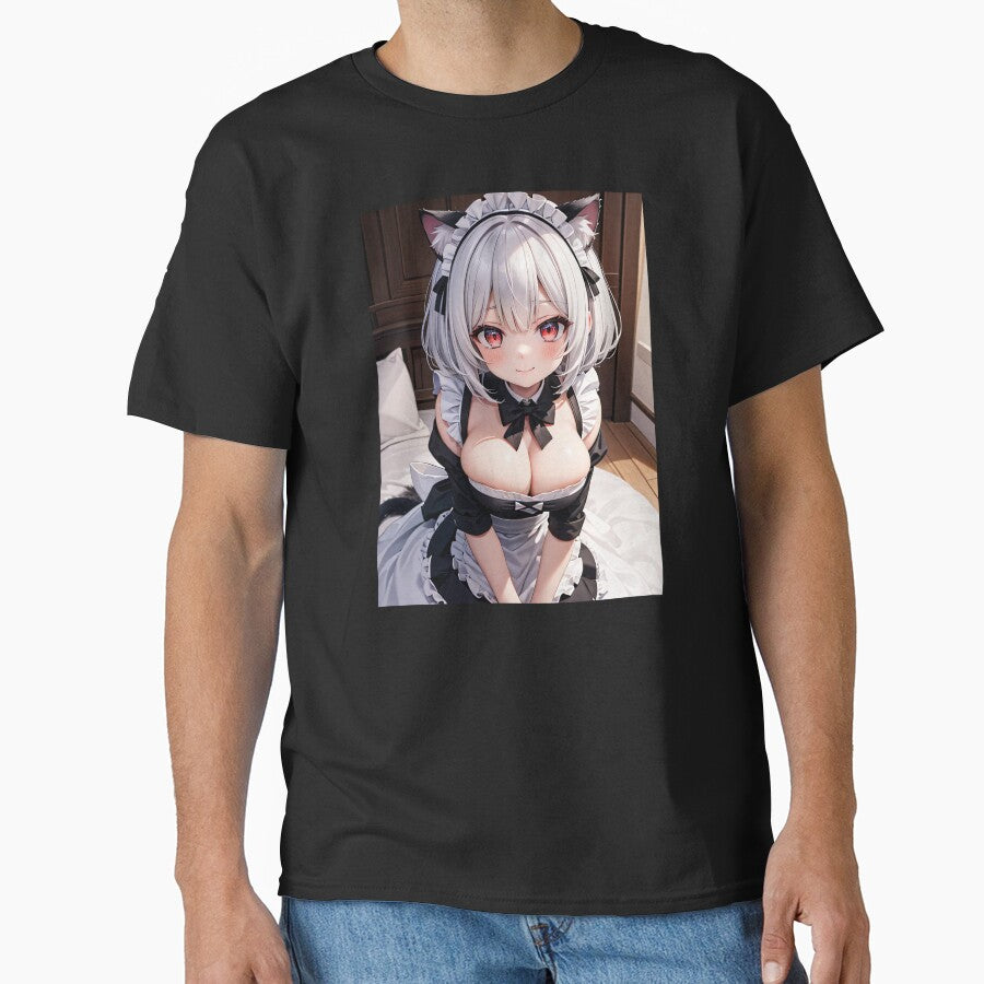 Catgirl Maid With White Hair by EnchantedAnime T-Shirts, Hoodie, Sweatshirt | BlankRebels.com (Image 1)