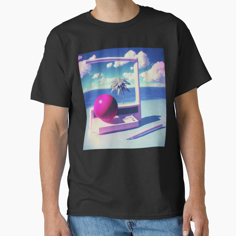Digital Paradise: A Vaporwave Escape to Synthetic Worlds by Mullet Monkey T-Shirts, Hoodie, Sweatshirt (Image 1)
