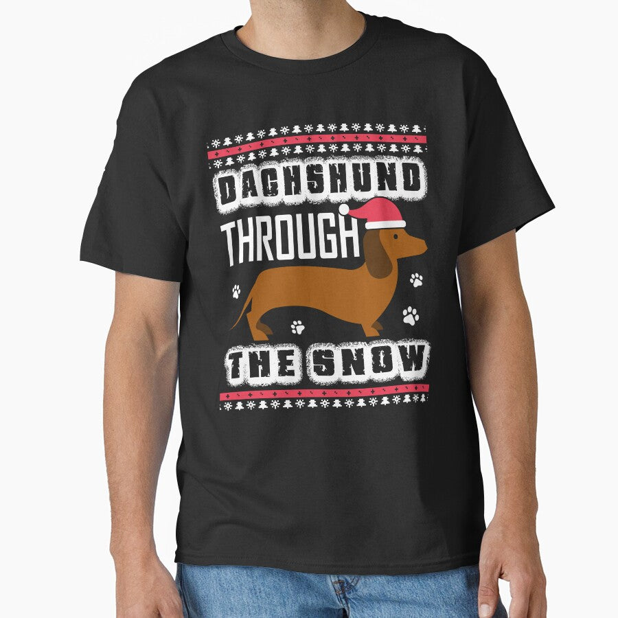 Christmas - Christmas, Dachshund Through The Snow by UnknownArtistt T-Shirts, Hoodie, Sweatshirt | BlankRebels.com (Image 1)