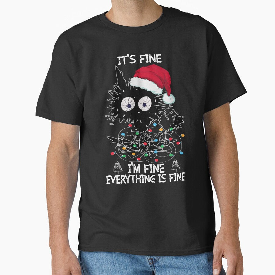 black cat christmas shirt , matching It's Fine I'm Fine Everything Is Fine cats christmas shirt by ZAIN JAMAL