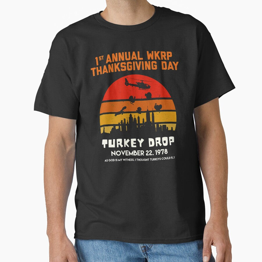 Teethanksgiving Wkrp-turkey-drop by Mo Foudah T-Shirts, Hoodie, Sweatshirt | BlankRebels.com (Image 1)