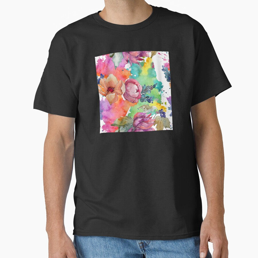 Contemporary Floral Bouquet in Pastel Watercolors Print by DEC02 T-Shirts, Hoodie, Sweatshirt | BlankRebels.com (Image 1)