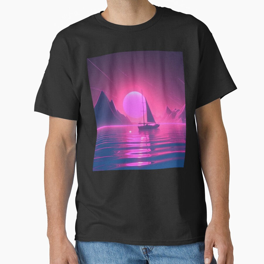 Sunset Sail: A Vaporwave Expedition on the High Seas by Mullet Monkey T-Shirts, Hoodie, Sweatshirt (Image 1)