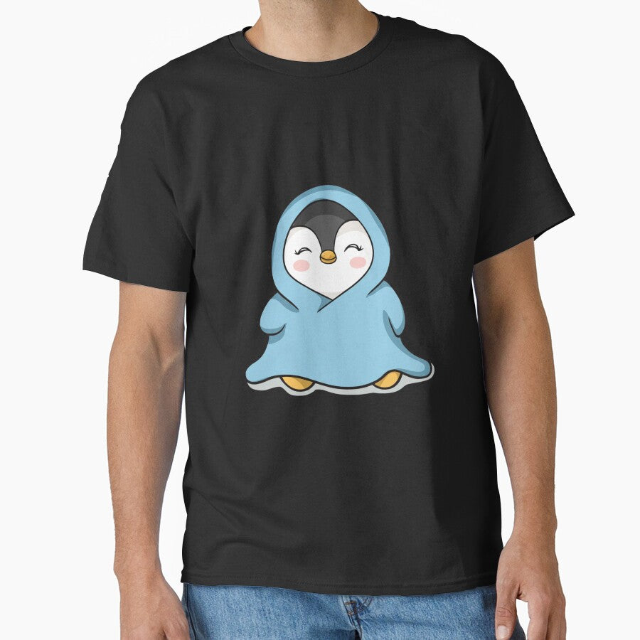 Chibi Penguin in Oversized Hoodie – Cute Kawaii Cozy Penguin Design by ColorSplash123 T-Shirts, Sweatshirt (Image 1)
