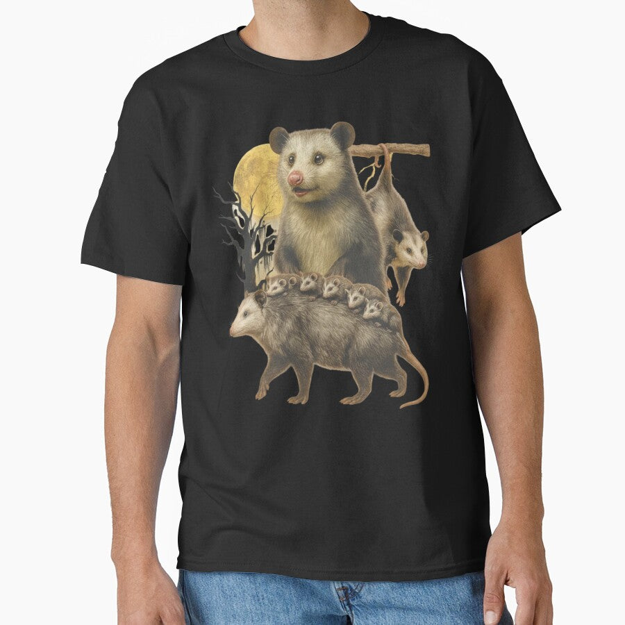Vintage 90s Opossum, Retro Wildlife Graphic, Baby Possum Nature Animal Moon, Cute Gift Unisex Y2k Forest... (Image 1)
