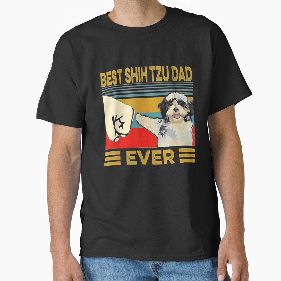 Best Shih Tzu Dad Ever Retro Vintage by PatrikRadic T-Shirts, Hoodie, Sweatshirt | BlankRebels.com (Image 1)