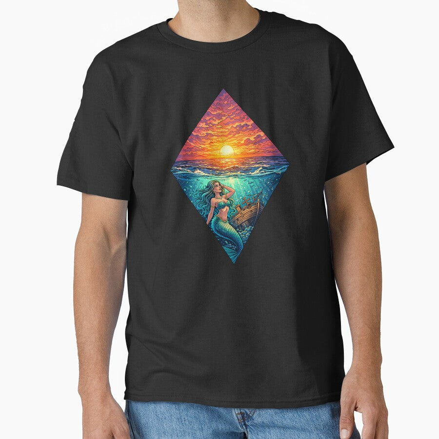 Beautiful Mermaid Sunset Art by Planetporridge T-Shirts, Hoodie, Sweatshirt | BlankRebels.com (Image 1)