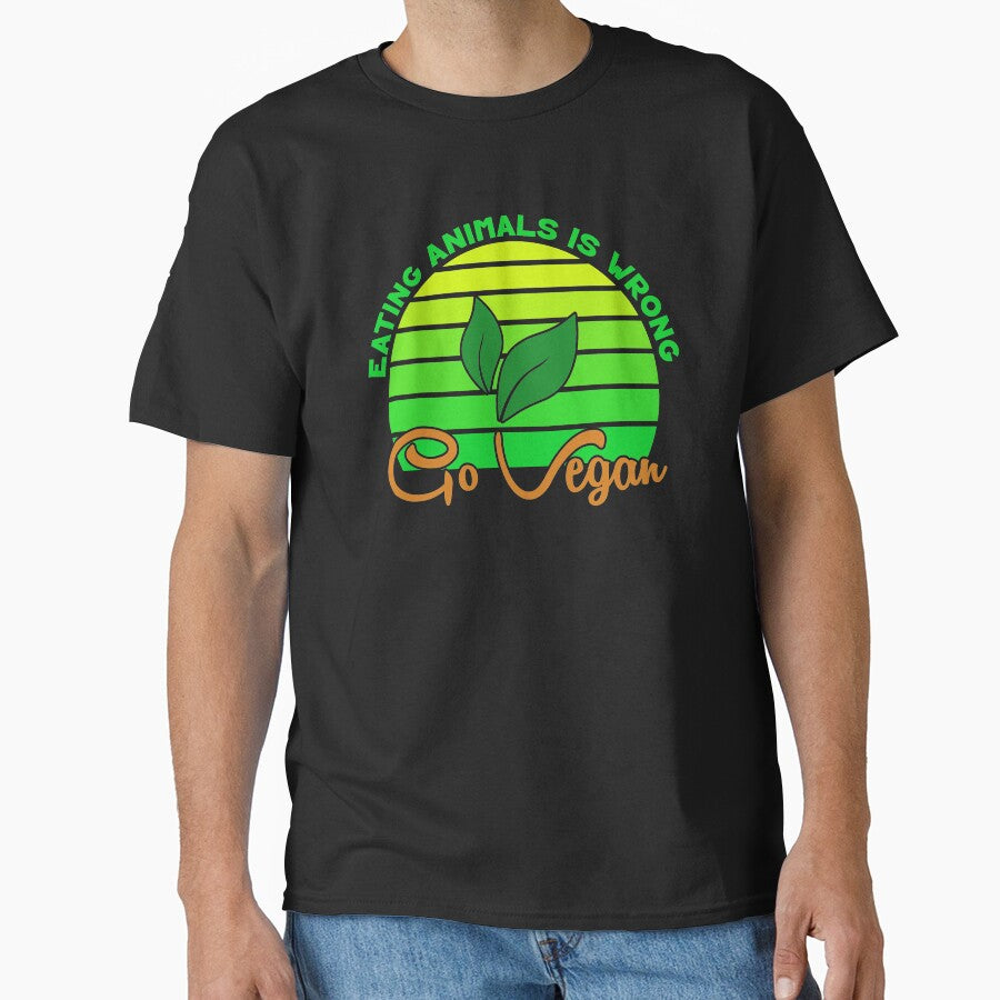 Eating animals is wrong Go Vegan by designandclouds T-Shirts, Hoodie, Sweatshirt | BlankRebels.com (Image 1)