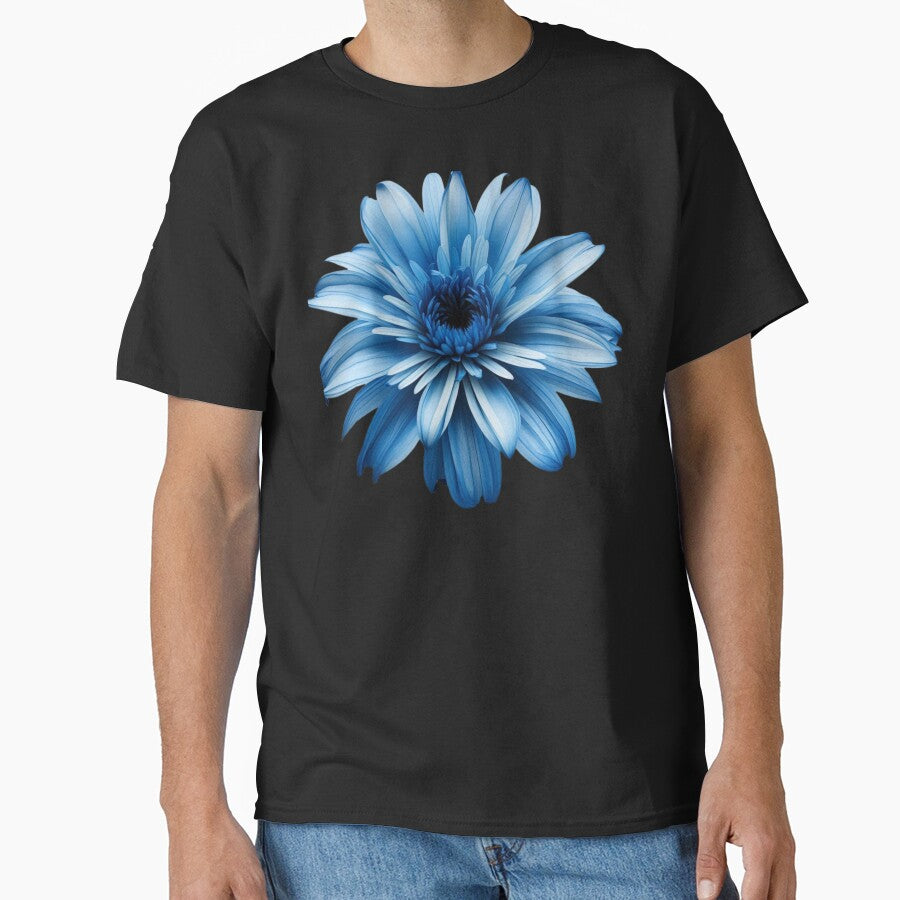 Blue Flower Aesthetic Illustration – Minimalist Floral Design by bvdesignart T-Shirts, Hoodie, Sweatshirt (Image 1)
