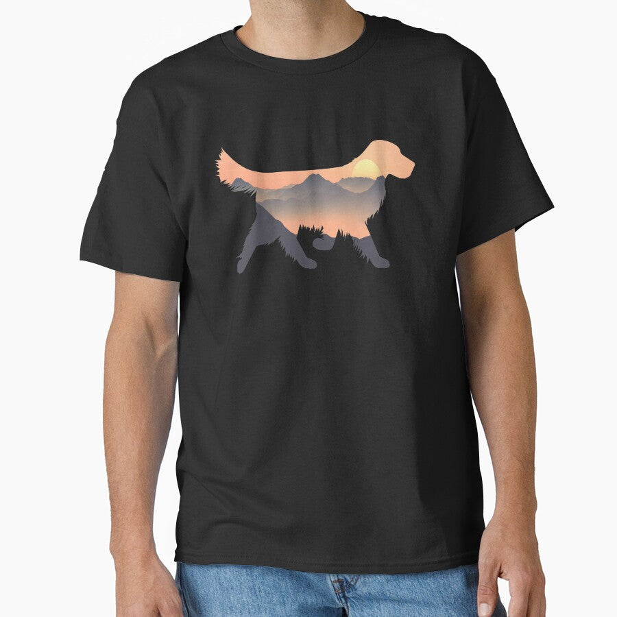 Golden Retriever Dog Silhouette Sun Mountain Gift by alaechamlal T-Shirts, Hoodie, Sweatshirt | BlankRebels.com (Image 1)