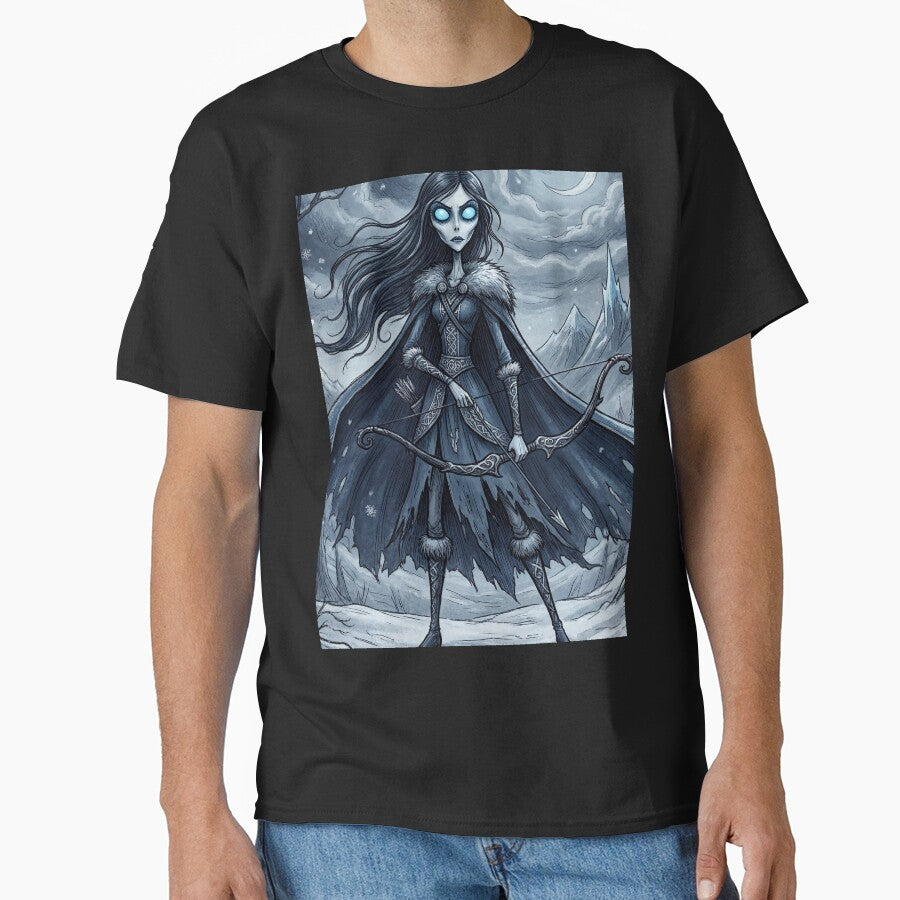Skadi Gothic Winter Huntress Ancient Norse God Gothic style illustration by Vintage Designs + T-Shirts, Hoodie,... (Image 1)