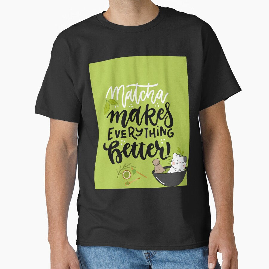 Matcha Magic: Cute Cat Tea Illustration by VibranPalette T-Shirts, Hoodie, Sweatshirt | BlankRebels.com (Image 1)
