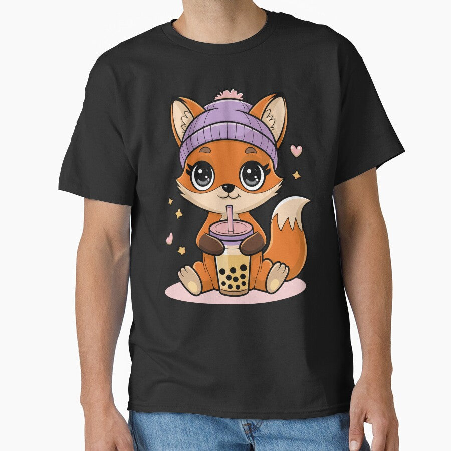 Cute Fox with Bubble Tea Design by InsanseCreation T-Shirts, Hoodie, Sweatshirt | BlankRebels.com (Image 1)