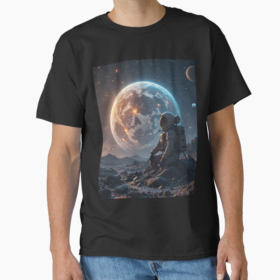 Astronaut Watching Earth in Silence by PixelVibe782 T-Shirts, Hoodie, Sweatshirt | BlankRebels.com (Image 1)