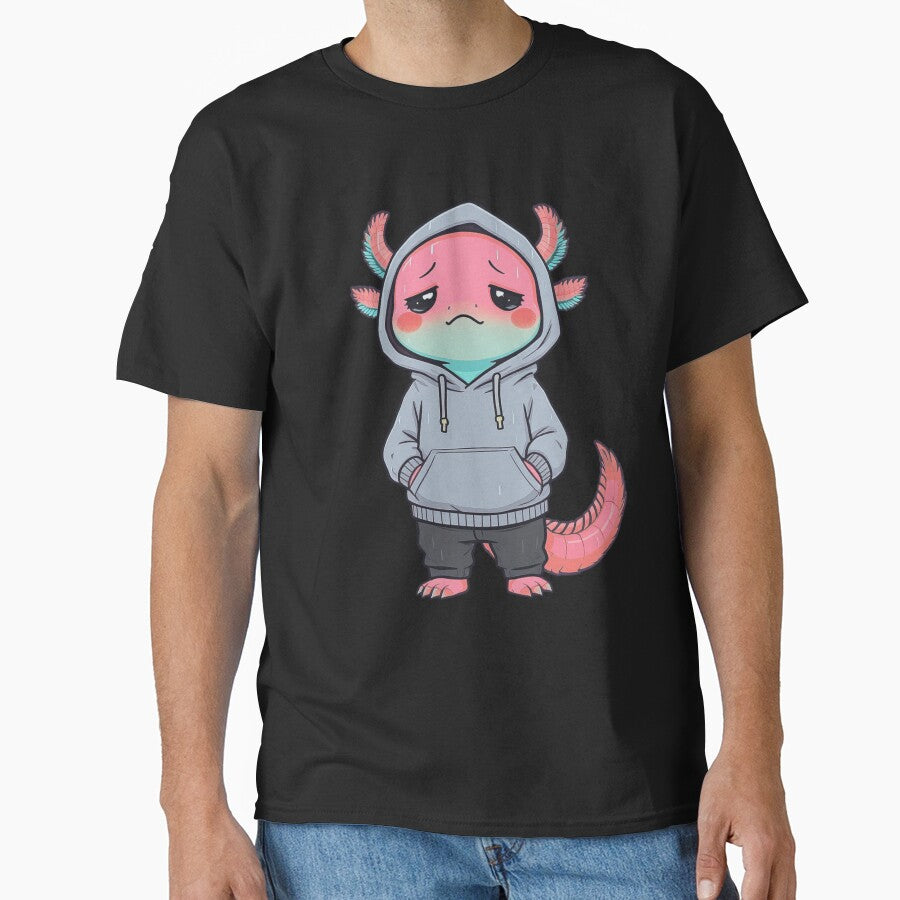 Rainy Day Axolotl – Calm Lo-Fi Mood Illustration by ColorSplash123 T-Shirts, Hoodie, Sweatshirt | BlankRebels.com (Image 1)