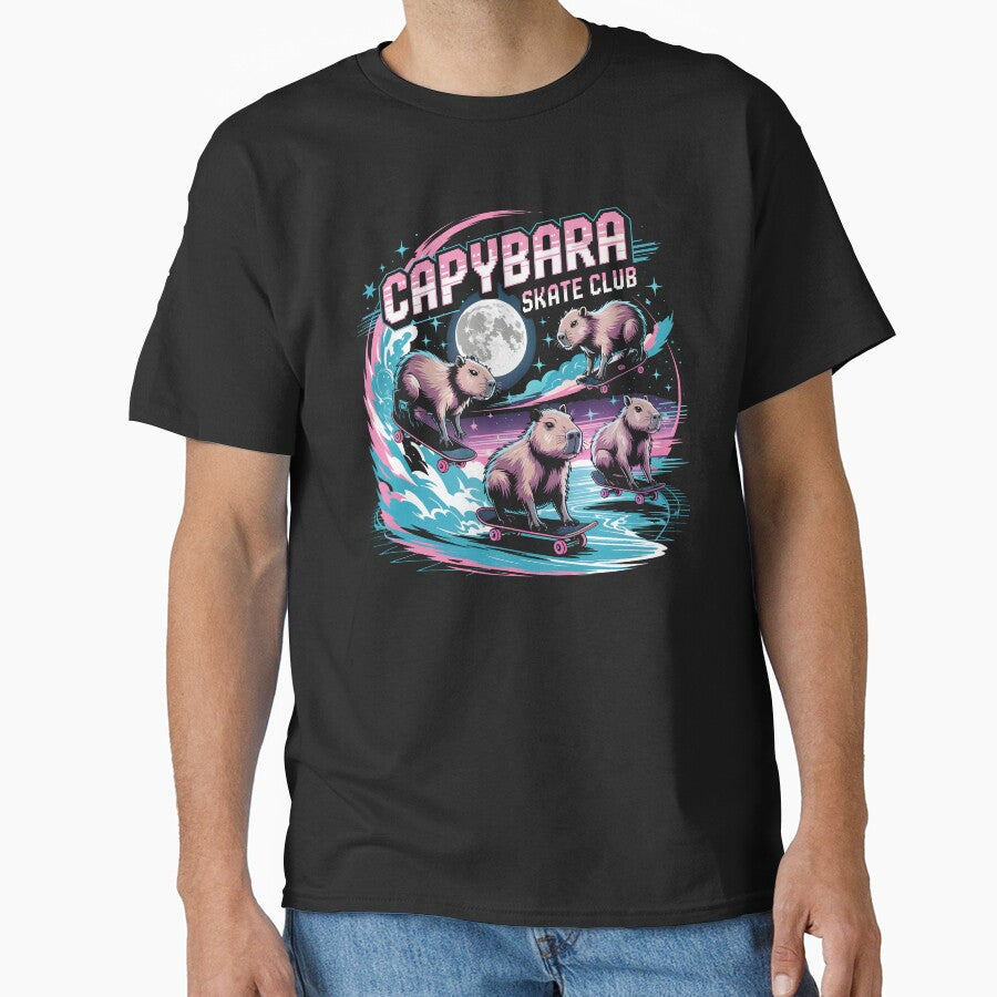Capybara Skate Club Retro Vaporwave Skater Vibes by DojoMerch T-Shirts, Hoodie, Sweatshirt | BlankRebels.com (Image 1)