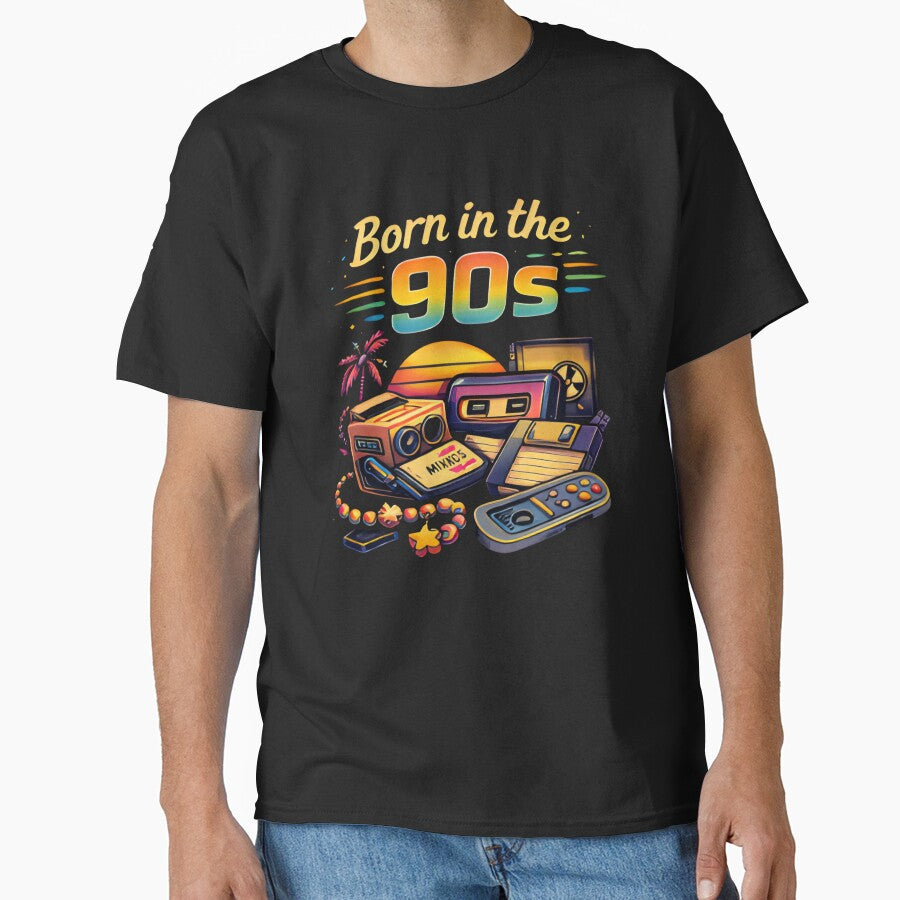 Born in the 90s – Retro Nostalgia Aesthetic Design by OPixStudio T-Shirts, Hoodie, Sweatshirt | BlankRebels.com (Image 1)
