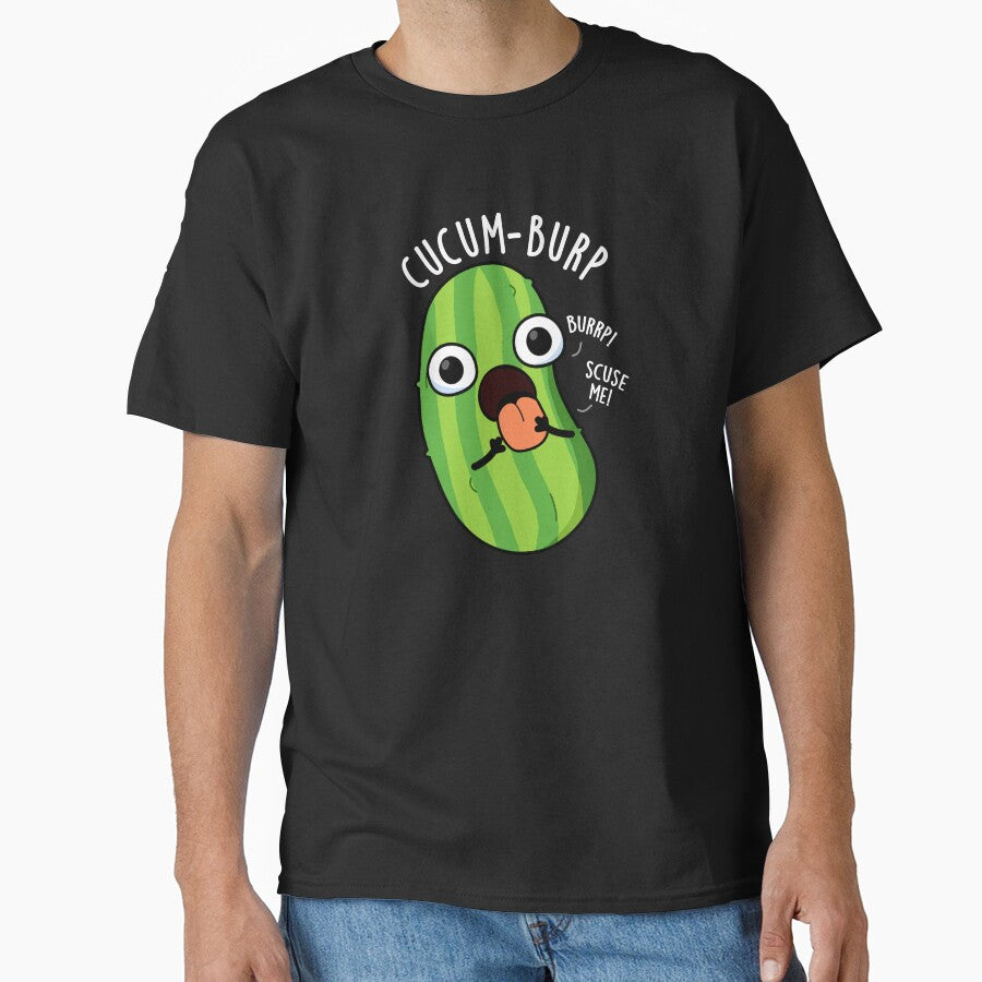 Cucum-burp Funny Cucumber Pun (Dark BG) by punnybone