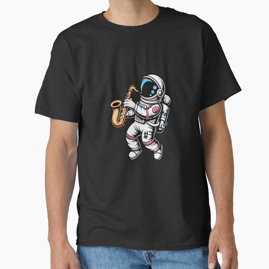 Saxophone Astronaut – Cool Neon Space Jazz Music Design by ColorSplash123 T-Shirts, Hoodie, Sweatshirt (Image 1)