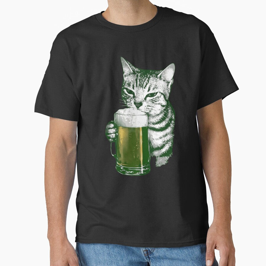 Funny Cat Drinking Beer Vintage Retro Graphic Art by haitrieuic96