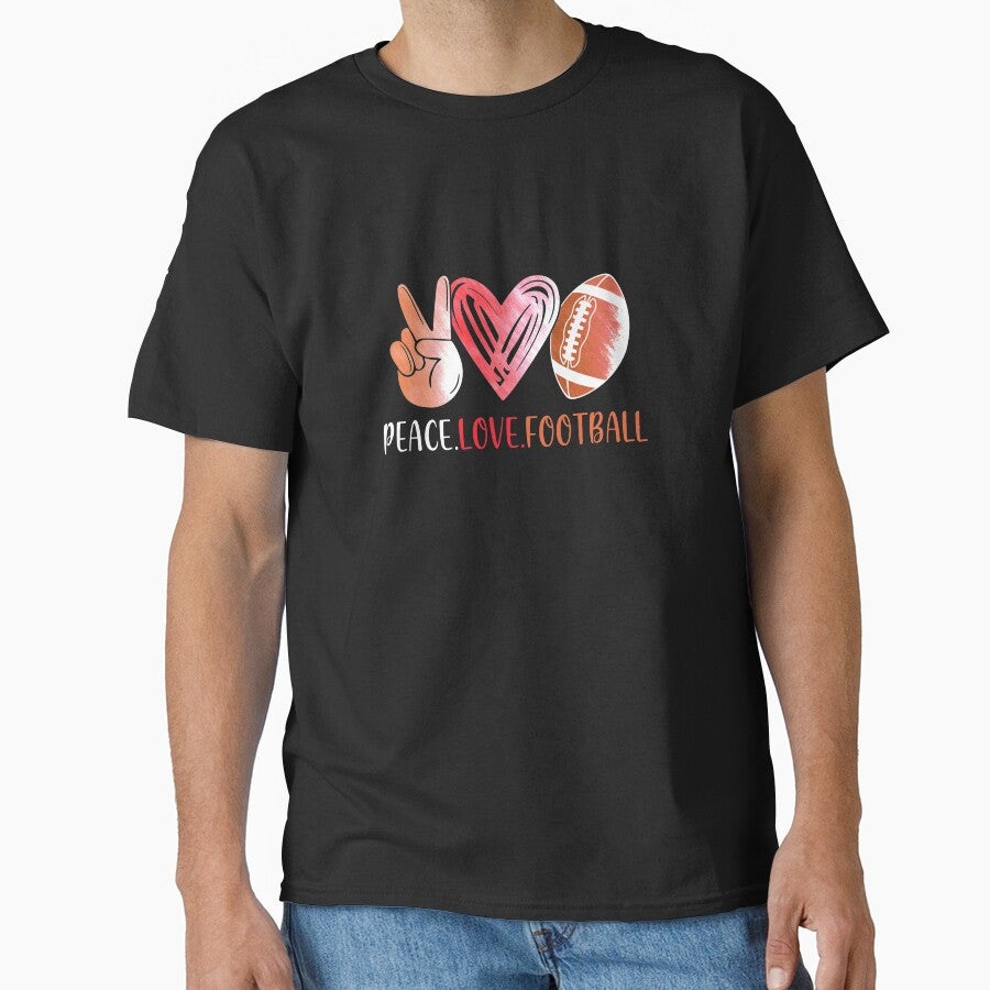 Football Player Girls Peace Love Football Women by cadieuxart T-Shirts, Hoodie, Sweatshirt | BlankRebels.com (Image 1)