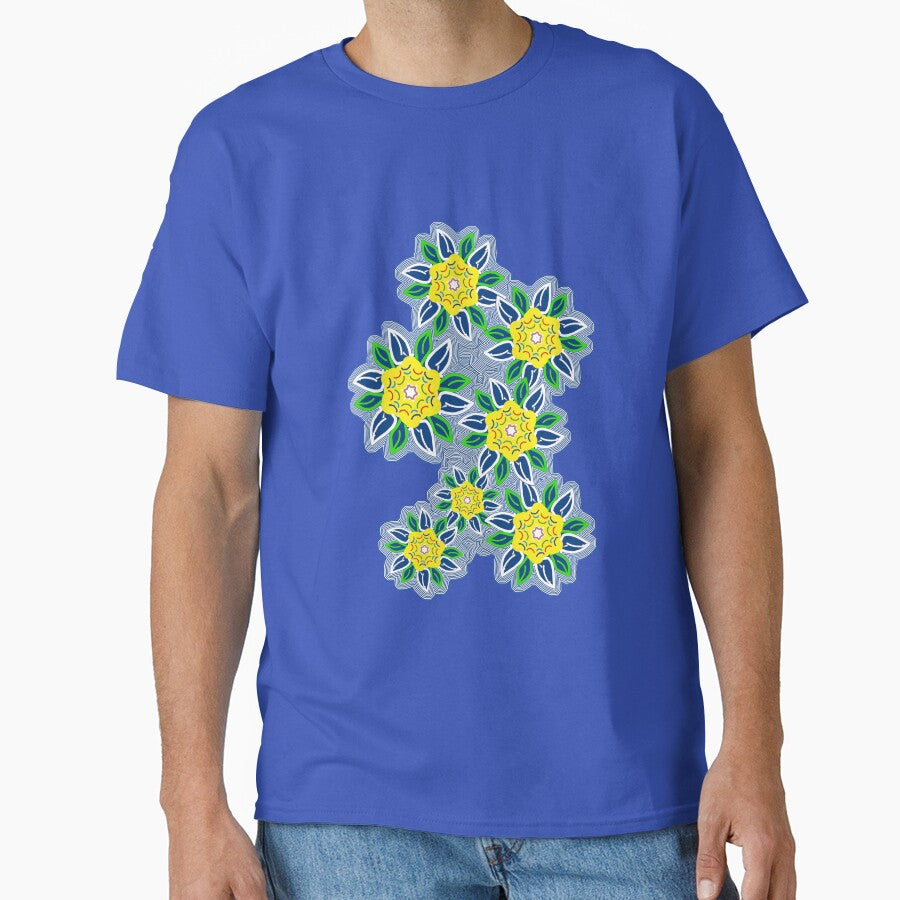 Blue and Yellow Doodle Art Flowers by Gravityx9 T-Shirts, Hoodie, Sweatshirt | BlankRebels.com (Image 1)