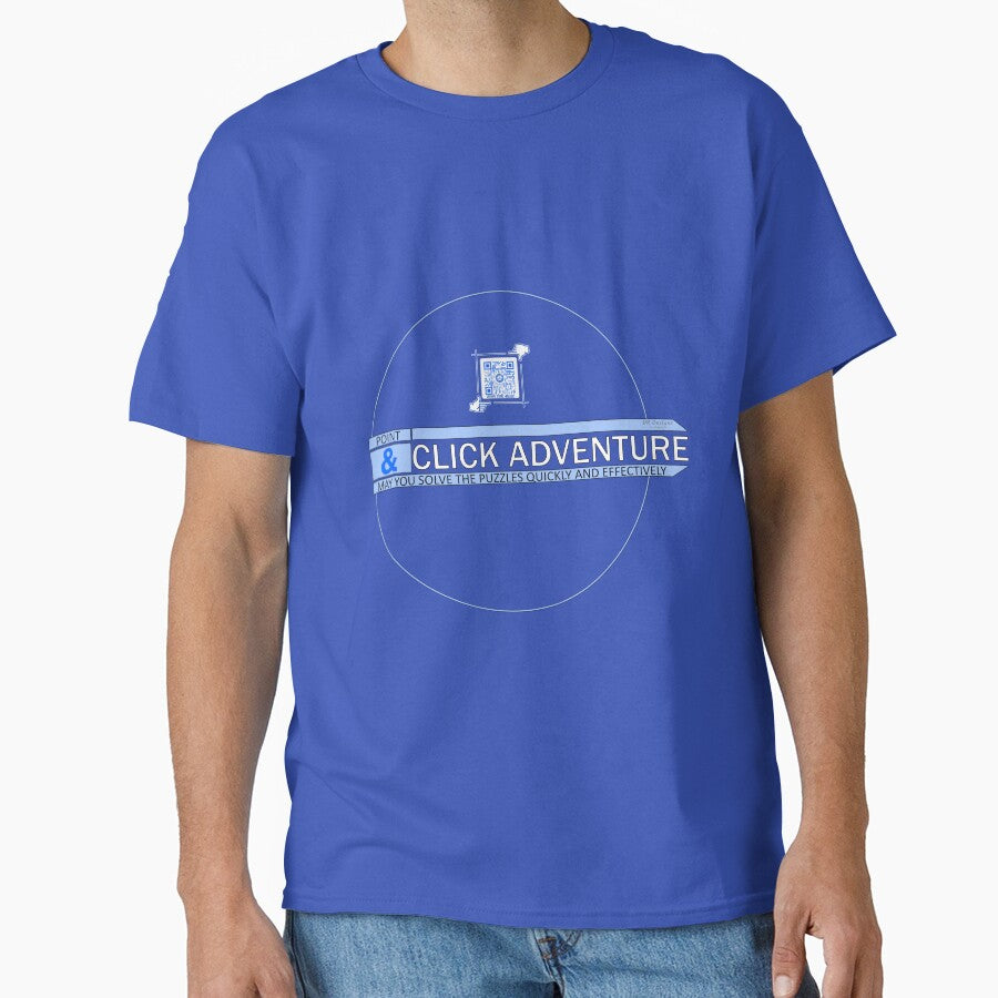 Point & Click Adventure Gaming Logo V3 (Blue/White) by Visual Resolutions T-Shirts, Hoodie, Sweatshirt (Image 1)